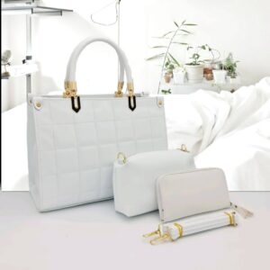 Ensemble de sac à main et portefeuille haut de gamme en cuir blanc