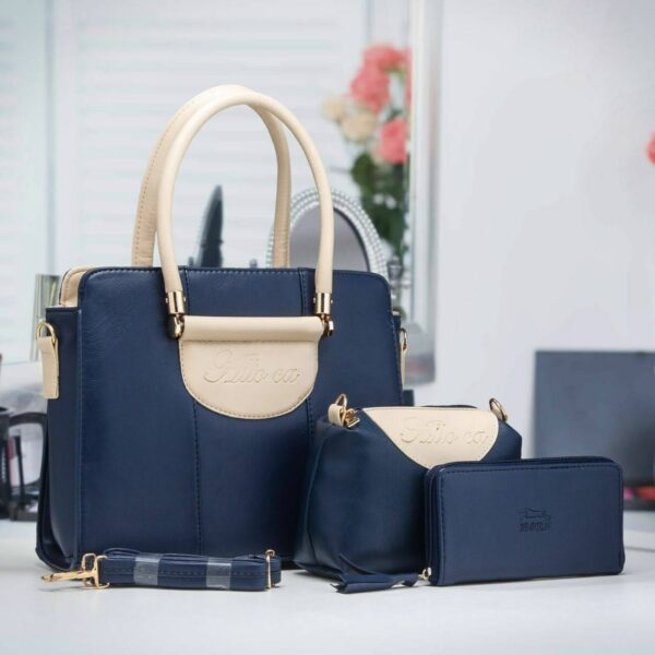 Ensemble de Sacs à Main Élégant 3 Pièces - Collection Marine et Beige